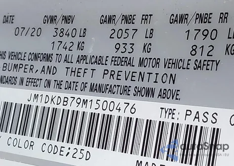 2021 Mazda Cx-3 Sport из США, поврежденный, VIN JM1DKDB79M1500476